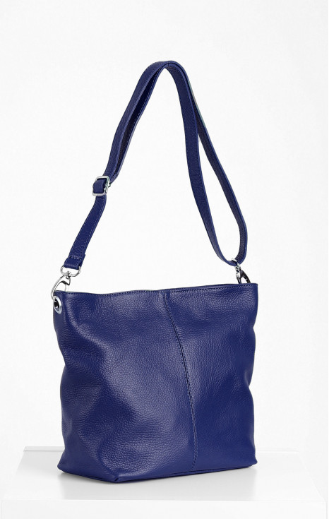 Чанта от естествена кожа в цвят Cobalt