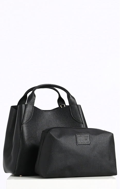 Елегантна чанта от естествена кожа в черен цвят [1]