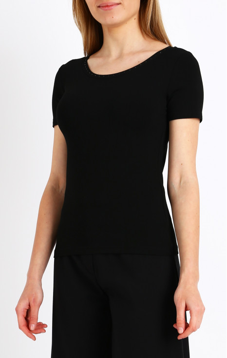 Вталена блуза в черен цвят с кристали Swarovski [1]