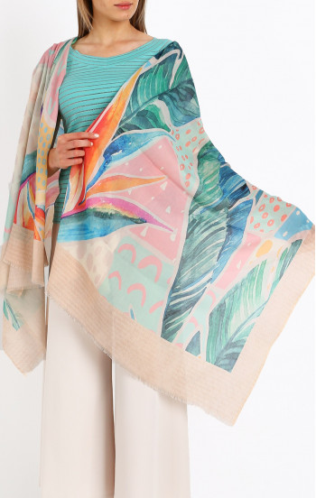 Летен шал от памук и модал Pastel Bird of Paradise [1]
