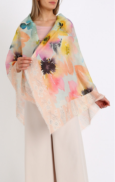 Летен шал от памук, модал и коприна