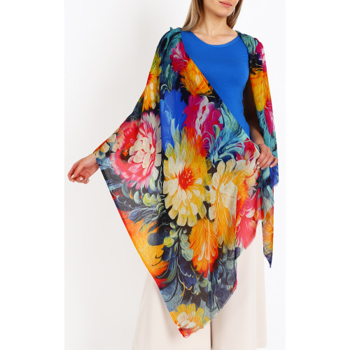 Нежен летен шал от кашмир и модал Cashmere Bright flowers