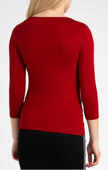 Блуза от еластично трико с лого от кристали Swarovski в червен цвят [1]