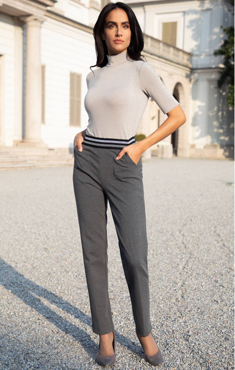 Сив панталон от стегната трикотажна материя