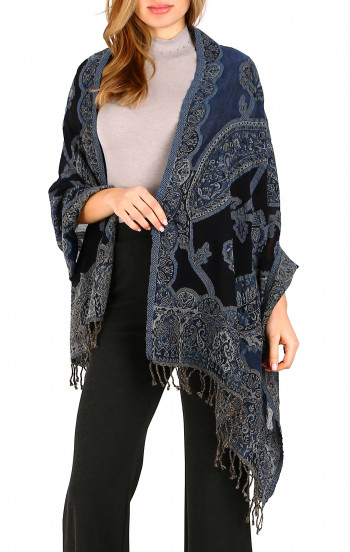 Елегантен шал Blue Paisley от свежа вълна