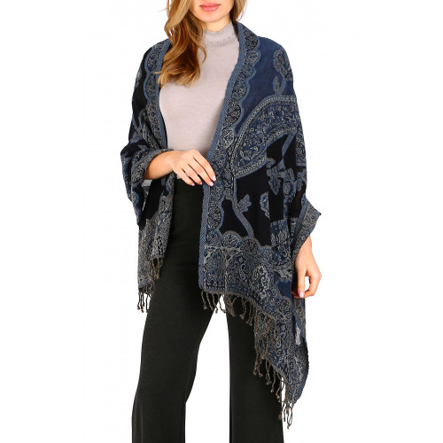 Елегантен шал Blue Paisley от свежа вълна