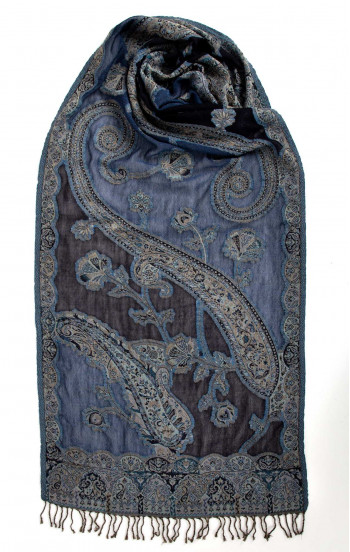 Елегантен шал Blue Paisley от свежа вълна [1]