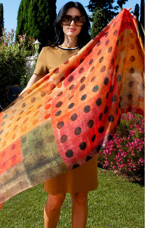 Мек вълнен шал на точки Sunset Color Dots