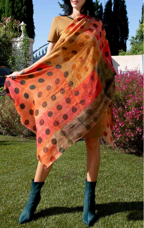Мек вълнен шал на точки Sunset Color Dots [1]