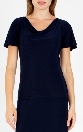 Елегантна блуза с драпирано деколте в цвят Dark Navy Blue