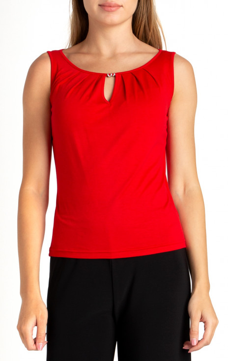 Блуза от еластично трико в червен цвят