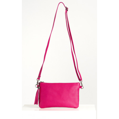 Мини чанта от естествена кожа в цвят Fuchsia