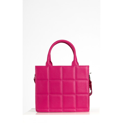 Елегантна дамска чанта от естествена кожа в цвят Fuchsia