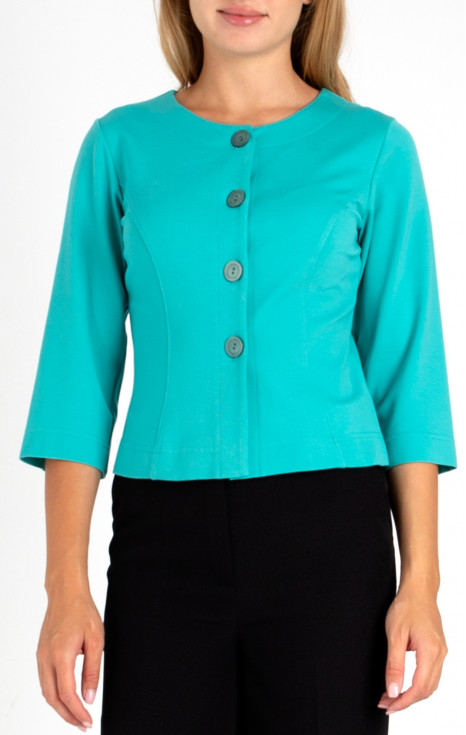 Елегантно сако от луксозно трико в цвят Turquoise