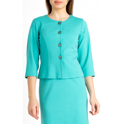 Елегантно сако от луксозно трико в цвят Turquoise