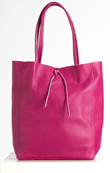 Голяма мека чанта от естествена кожа в цвят Fuchsia