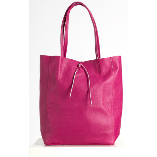 Голяма мека чанта от естествена кожа в цвят Fuchsia