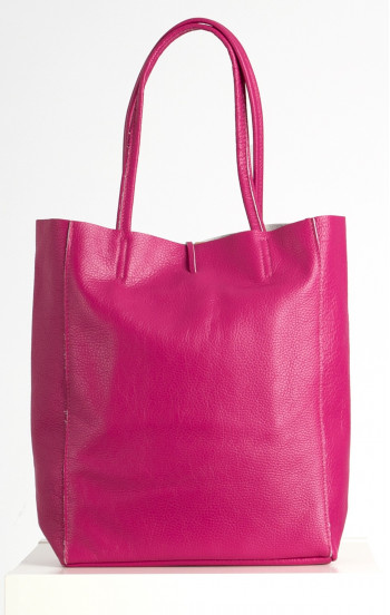 Голяма мека чанта от естествена кожа в цвят Fuchsia [1]