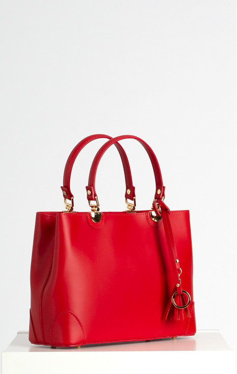 Чанта от естествена кожа - червена