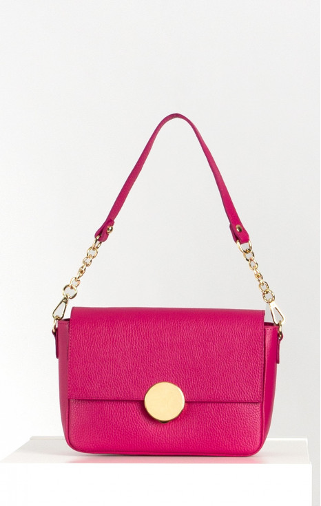 Чанта от естествена кожа в цвят Fuchsia