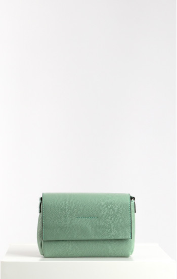 Чанта от естествена кожа в цвят Granite green