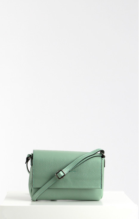 Чанта от естествена кожа в цвят Granite green