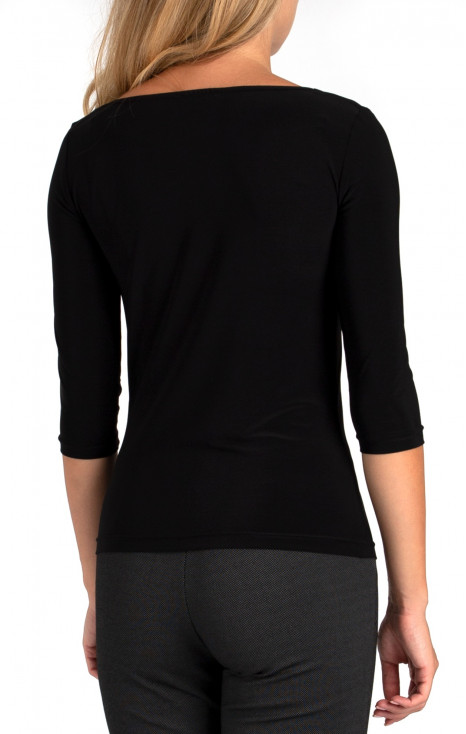 Блуза с драпирано деколте в черен цвят [1]