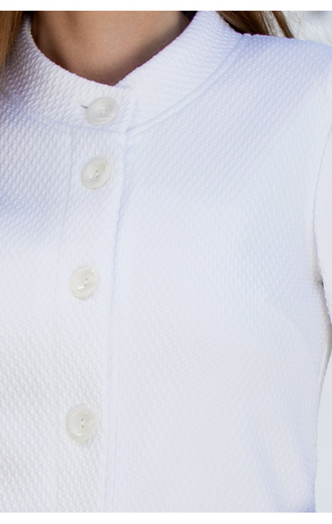 Елегантно сако от еластична трикотажна материя в бял цвят