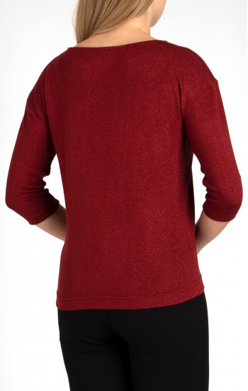 Нежна блуза в свободен силует със златисти отблясъци в червен цвят [1]