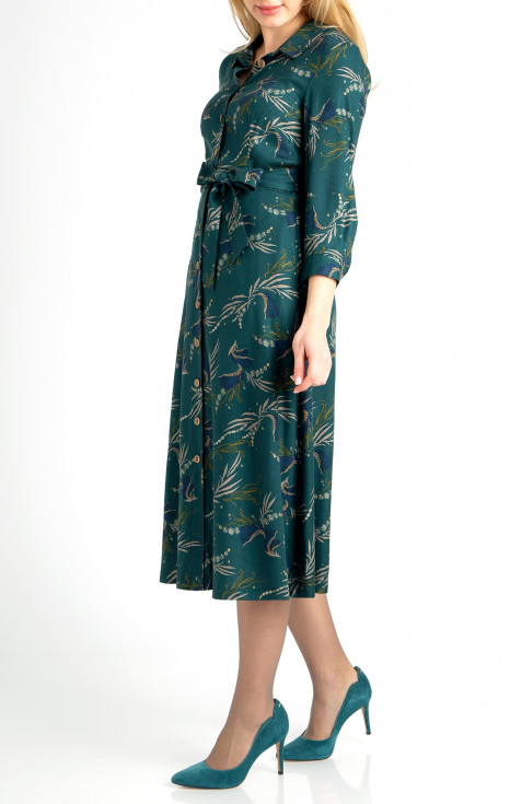 Елегантна рокля тип риза с флорални мотиви
