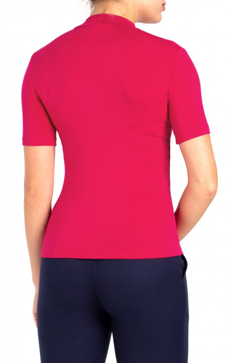 Стилна блуза с поло яка в цвят Fuchsia [1]