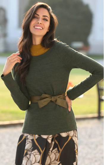 Стилен пуловер с дълъг ръкав в цвят Greener Pastures меланж