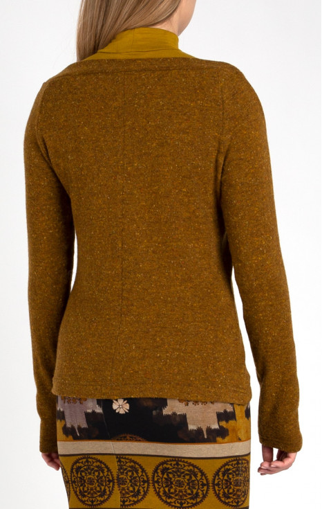 Стилен пуловер с дълъг ръкав в цвят Honey Mustard меланж