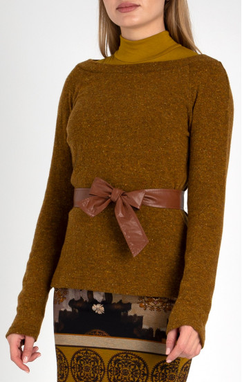 Стилен пуловер с дълъг ръкав в цвят Honey Mustard меланж [1]