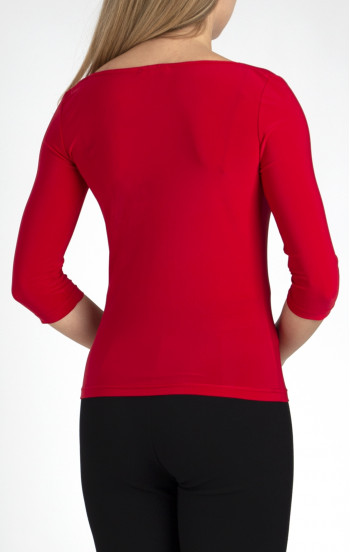 Стилна блуза с драпирано деколте в предизвикателно червено [1]