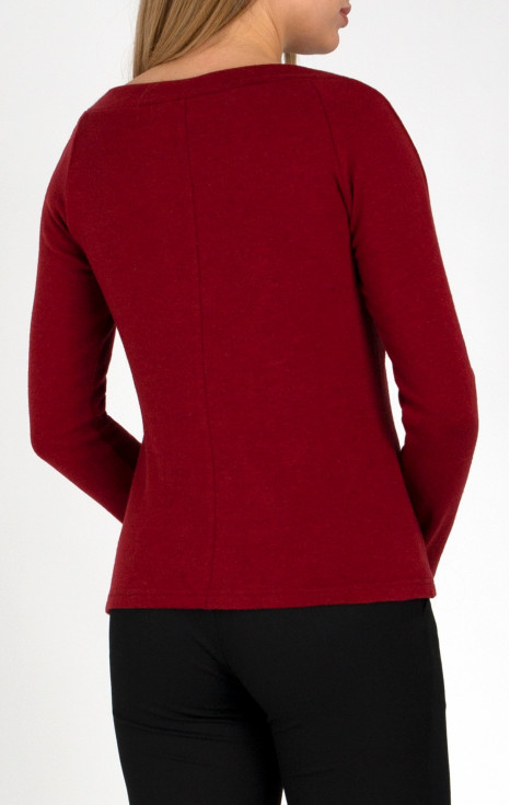 Топъл пуловер с дълъг ръкав в цвят Red Dahlia