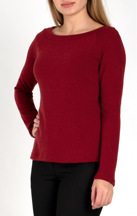 Топъл пуловер с дълъг ръкав в цвят Red Dahlia