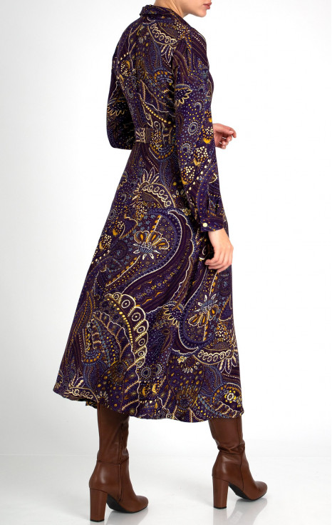 Луксозна рокля от висококачествена вискоза в стилен флорален принт в цвят Italian Plum [1]