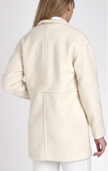 Луксозно късо палто с джобове в цвят Ivory [1]