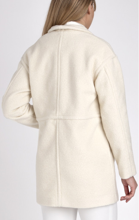 Луксозно късо палто с джобове в цвят Ivory