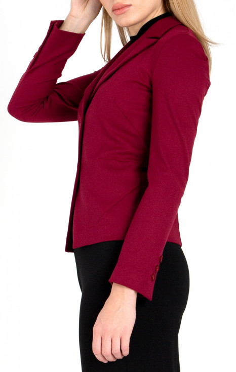 Класическо сако от луксозна еластична материя в цвят Wine Red