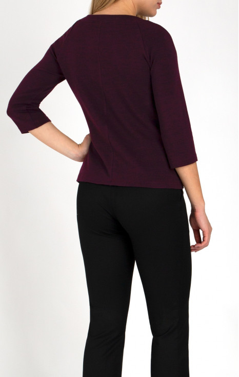 Топъл пуловер с 3/4 ръкав в цвят Plum Purple [1]