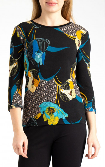 Елегантна блуза с абстрактен флорален принт