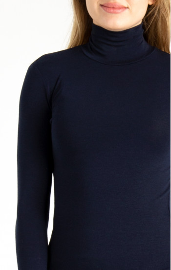 Класическа блуза с висока поло яка в цвят Navy Blue [1]