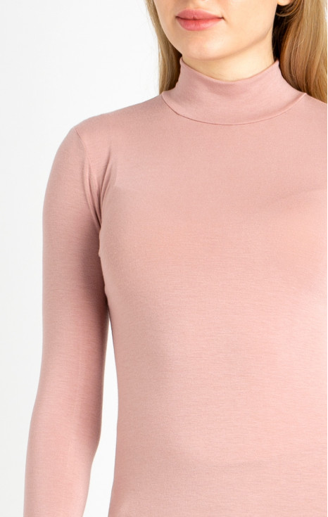Класическа блуза с поло яка в цвят Silver pink