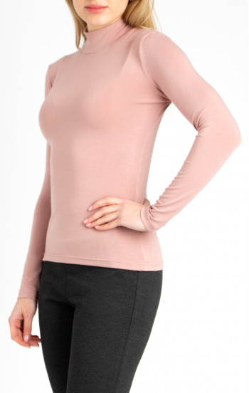 Класическа блуза с поло яка в цвят Silver pink [1]