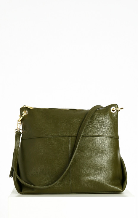Чанта от естествена кожа в цвят Green olive [1]
