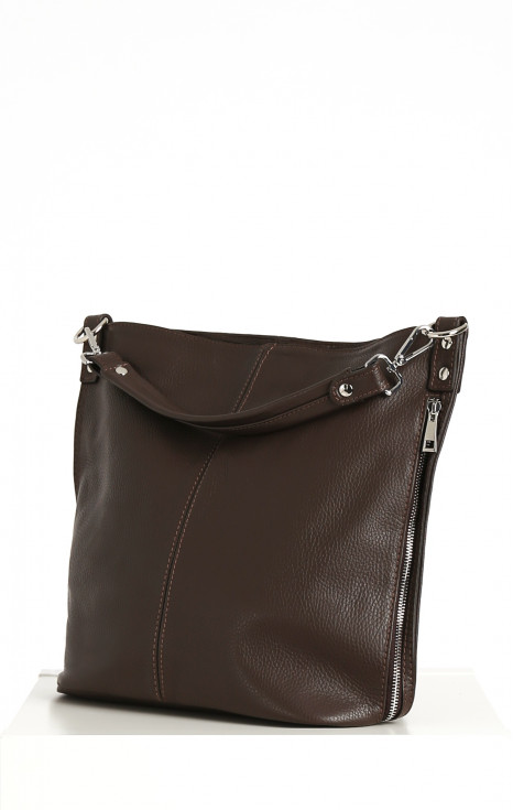 Чанта от естествена кожа в цвят Brown chocolate
