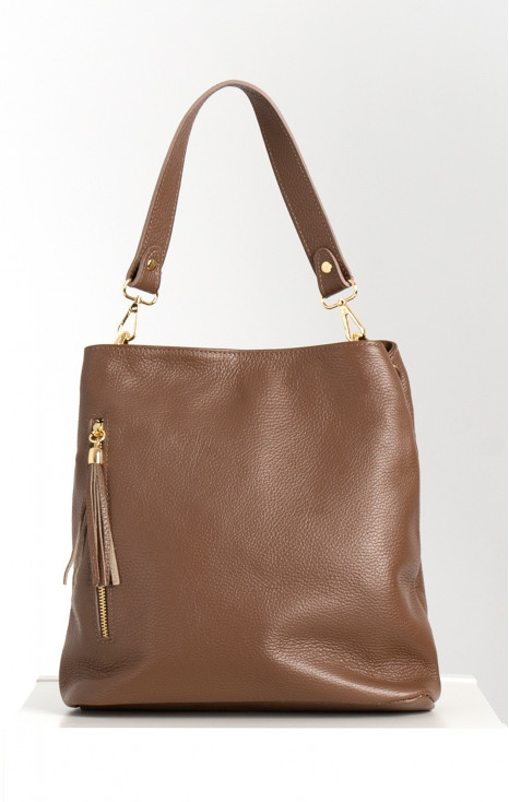 Чанта от естествена кожа в цвят Cocoa brown