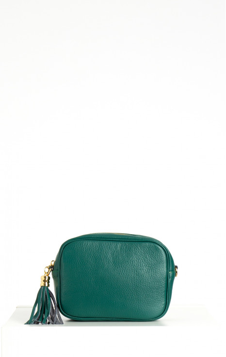 Чанта от естествена кожа в цвят Alpine green